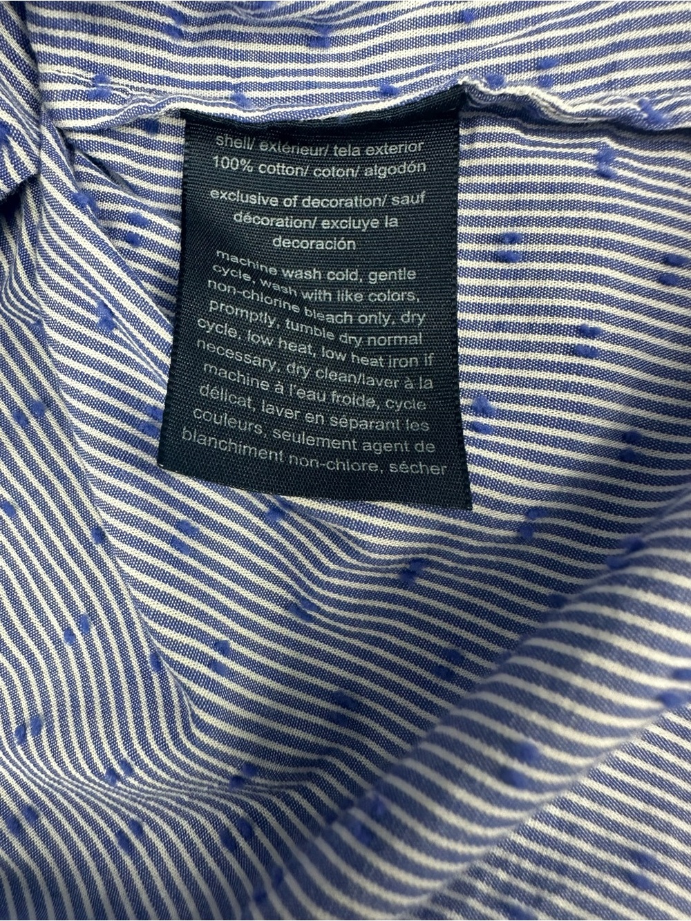Tommy Hilfiger Blue Stripe Button Front Shirt Medium 100% Cotton Preppy 1268 - Picture 9 of 9